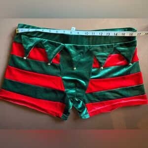 Festive Red and Green Striped Shorts